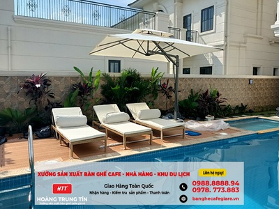 Long An  Bộ giường tắm nắng - dù che nắng bền đẹp giá rẻ cho hồ bơi, sân vườn 0