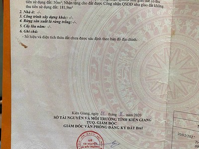 Chính chủ cần bán đất thị trấn thứ ba an biên, kiên giang 1