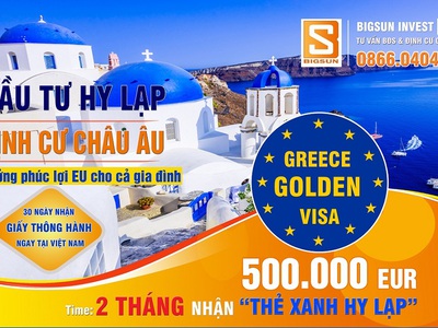 Đầu tư bất động sản Hy Lạp 500k euro nhận ngay Golden visa Châu Âu 0