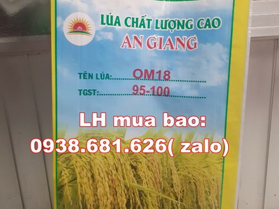 Bao đựng lúa giống OM18 có sẵn, miễn phí trục in 0