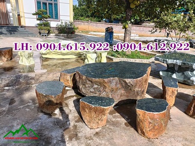 Bàn ghế đá cuội tự nhiên 2