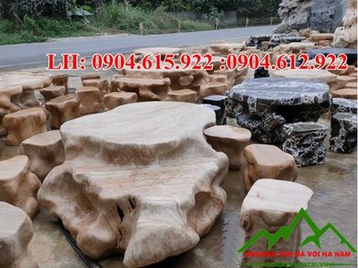 Bàn ghế đá cuội tự nhiên 4