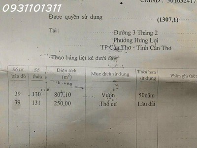 Bán đất dt 1057m2 mặt tiền đường 3/2, p hưng lợi, quận ninh kiều, tpct. 1