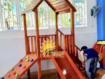 Cầu trượt liên hoàn gỗ trẻ em,cầu trượt liên hoàn gỗ đa năng 4