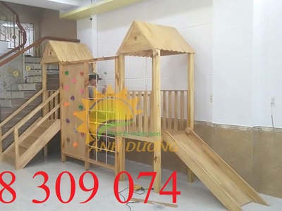 Cầu trượt liên hoàn gỗ trẻ em,cầu trượt liên hoàn gỗ đa năng 0