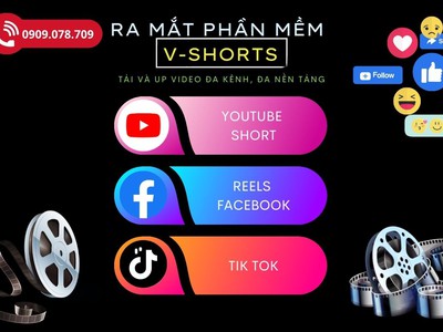 Phần mềm v-shorts tải và up video đa kênh tiktok - reels - youtube 1