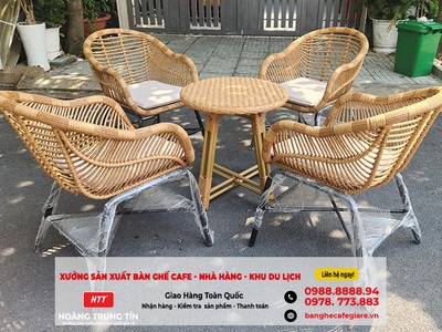 Trà Vinh  Bộ bàn ghế nhựa giả mây bền đẹp giá xưởng 4