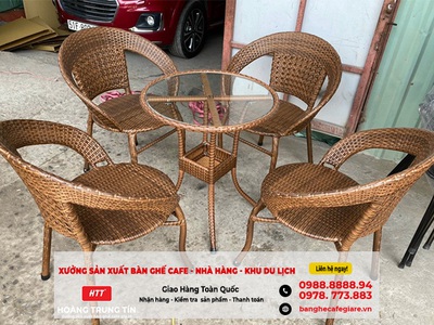 Trà Vinh  Bộ bàn ghế nhựa giả mây bền đẹp giá xưởng 0