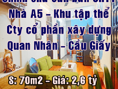 Chính chủ bán CHTT nhà A5 ngõ 68 Quan Nhân, Trung Hòa, Cầu Giấy 70m2 giá 2.6 tỷ 3