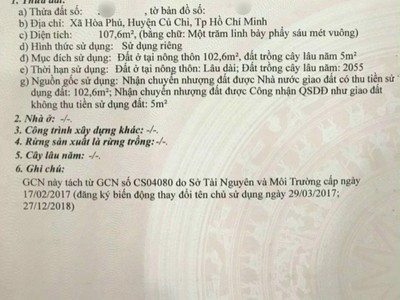 Bà chị cần tiền gấp đóng tiền ngân hàng gửi bán đất full thổ cư SIÊU ĐẸP 107.6m  giá 500tr tại, Xã H 1