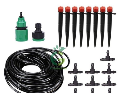 Bộ kít nhỏ giọt tưới bán tự động gồm 10 béc tưới 8 tia que cắm, 10m ống 6mm và đầu chuyển đổi 2
