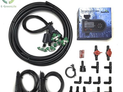Combo 1 gồm 20 béc nhỏ giọt 8 tia   5 phun sương xanh 4 cửa   bộ điều khiển pin rainpoint 0