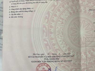Chính chủ cần bán nhanh lô đất cây lâu năm, trung tâm thành phố bắc kạn. 0