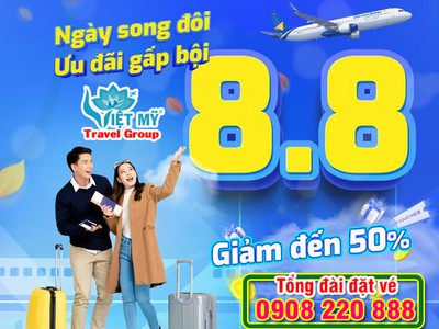 Ngày song đôi 8-8 Vietravel Airlines giảm đến 50 giá vé 0