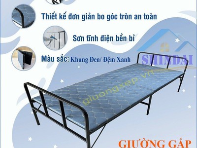 Giường gấp khung thép dự phòng Z17- tặng kèm chăn nỉ, BMN, freeship nội thành Hn 3