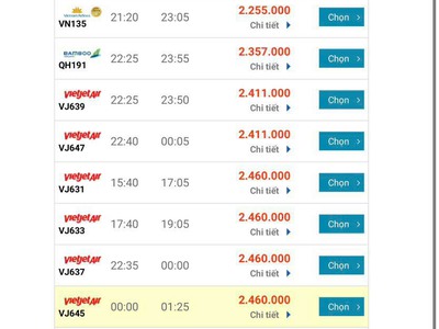Xuất giảm Vietnamair, Vietjetair, Bamboo giảm từ 500k-1trieu 0