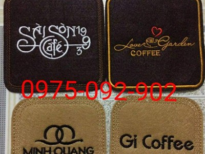 Tên sản phẩm , Đế Lót Ly Vải Nỉ , thêu theo yêu cầu . 4