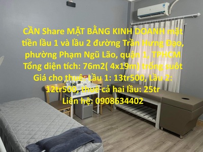 Cần share mặt bằng kinh doanh mặt tiền lầu 1 và lầu 2 trần hưng đạo q1 - trung tâm sài gòn 0