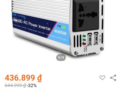 Bộ chuyển đổi nguồn oto 4000w 12v sang 220v 1