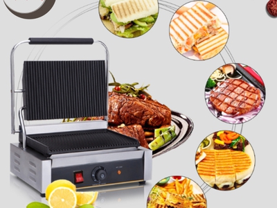 Máy ép bánh mì size lớn dùng điện   nướng thịt cao cấp 2 mặt rãnh 0