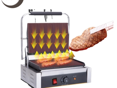 Máy ép bánh mì size lớn dùng điện   nướng thịt cao cấp 2 mặt rãnh 3