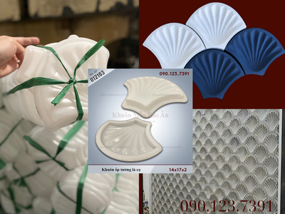 Khuôn ốp tường họa tiết LÁ CỌ 3D 220x220x20 mm, nhựa nguyên sinh, dẻo dai chịu lực tốt 0