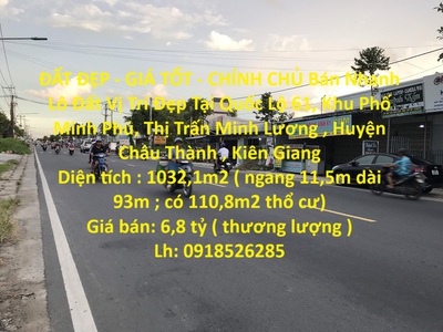 Đất đẹp - giá tốt - chính chủ bán nhanh lô đất vị trí đẹp tại châu thành - kiên giang 0
