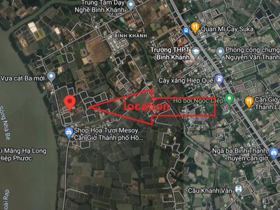 Đất mặt tiền sông Soài Rạp. Trên đường EC dự phóng 30m. QH đất ở full. 0