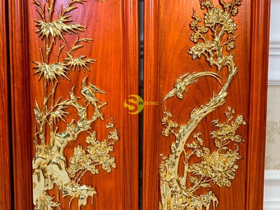 Tranh bình tứ quý gỗ hương   T701 0