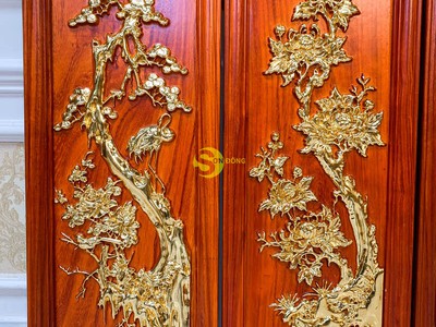 Tranh bình tứ quý gỗ hương   T701 2