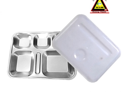 Khay đựng cơm inox có nắp 2