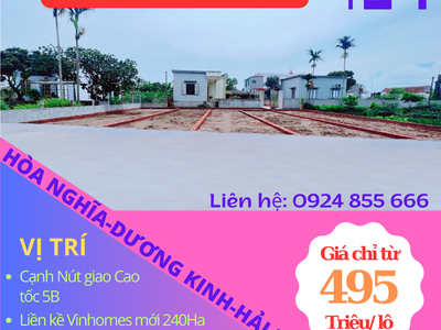 Cần bán loạt lô đất giá rẻ cạnh Vinhomes Dương Kinh, Hải Phòng giá 495 triệu/ lô 0