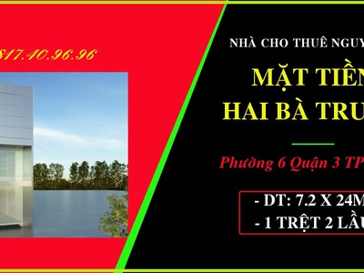 Xuất cảnh cho thuê nguyên căn 7.2 x 24m 1 trệt 2 lầu hai bà trưng q3 tp.hcm 0