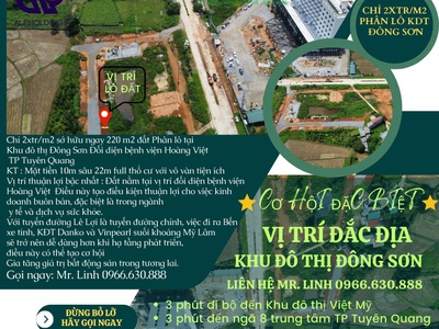 Chỉ 2xtr/m2 sở hữu ngay 220 m2 đất phân lô tại  khu đô thị đông sơn đối diện bệnh viện hoàng việt 0