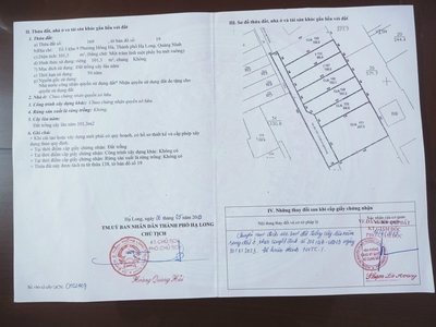 Bán gấp100m đất-sổ đỏ, chính chủ  3,2 tỷ   Ngõ 86, tổ 3, khu 9, phường Hồng Hà - Hạ Long- QN 0