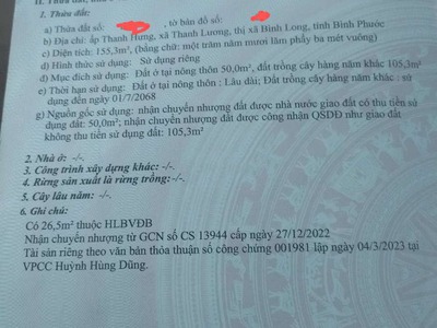 Bán Lô Đất Nền Trục Đường Chính Thanh Hương - Bình Phước 0