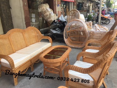 Bàn ghế mây tự nhiên lưới mắt cáo 3