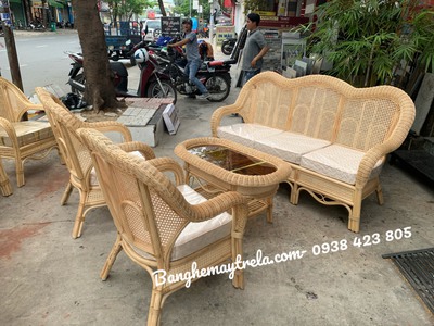 Bàn ghế mây tự nhiên lưới mắt cáo 5