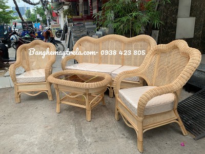 Bàn ghế mây tự nhiên lưới mắt cáo 7