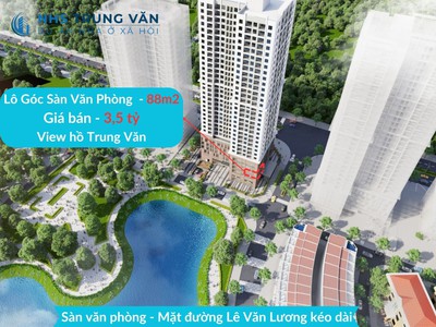 Bán lô góc sàn văn phòng 88m2 nhs trung văn giá 3,5 tỷ - view hồ đỉnh nhất dự án 0