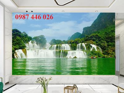 Tranh phong cảnh thác nước, gạch tranh 3d phòng khách HP2834 3