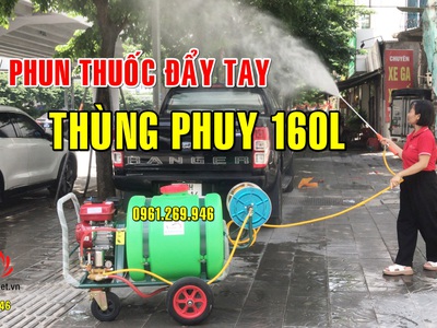 Máy phun thuốc tưới cây thùng 160L động cơ 5.5HP 0