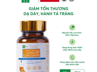 Dung dịch nano curcumin oic giảm đau dạ dày, hành tá tràng hộp 50ml 0