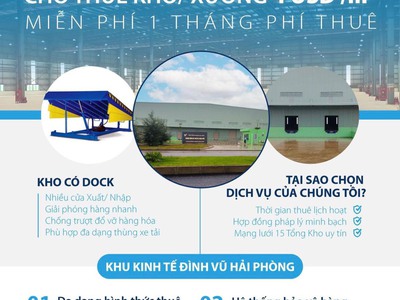 Cho thuê kho xưởng đa dạng diện tích từ 3000-4000m2-8000m2-12000m2 khu CN Đình Vũ Hải Phòng 3