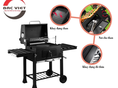 Bếp nướng than hoa, bếp nuwongsBBQ có mô tơ quay tự động 3