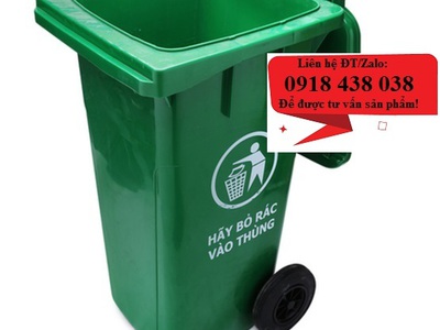 Thùng rác nhựa 120lit, thùng rác công cộng 120lít màu xanh 0