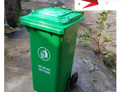 Thùng rác nhựa 120lit, thùng rác công cộng 120lít màu xanh 1