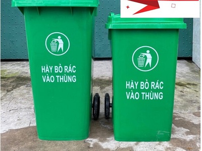 Thùng rác nhựa 120lit, thùng rác công cộng 120lít màu xanh 2
