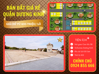 Bán đất rẻ nhất quận Dương Kinh giá 495 triệu/ lô đã bao gồm mọi chi phí 0