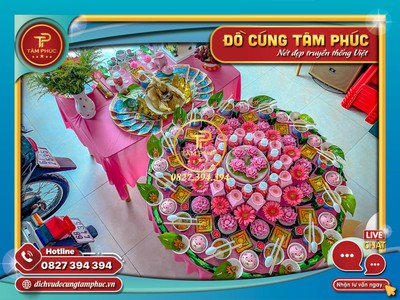 Mâm cúng Thôi Nôi - Đầy Tháng màu Hồng cho bé gái. 1